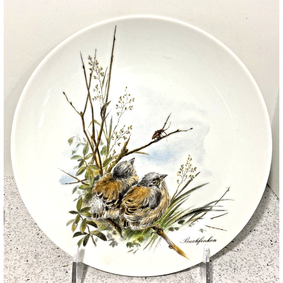Vintage Kaiser W Germany Fine Porcelain Nature Bird Decor Plate Buchfinken Finch - Picture 1 of 6